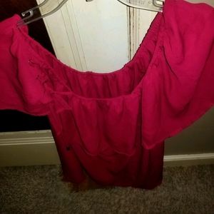 Red ruffle sheer material torrid brand top size 2x